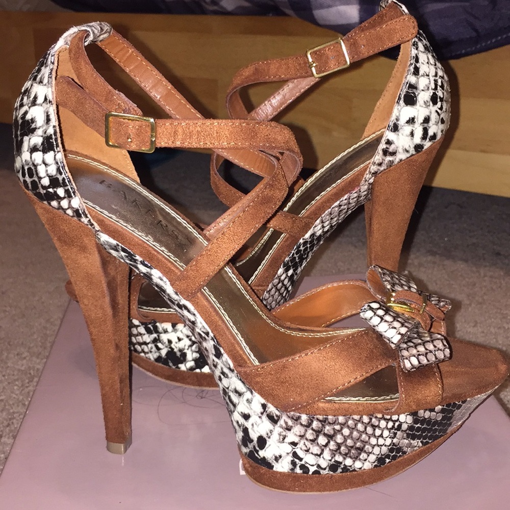 Snakeskin strappy heels